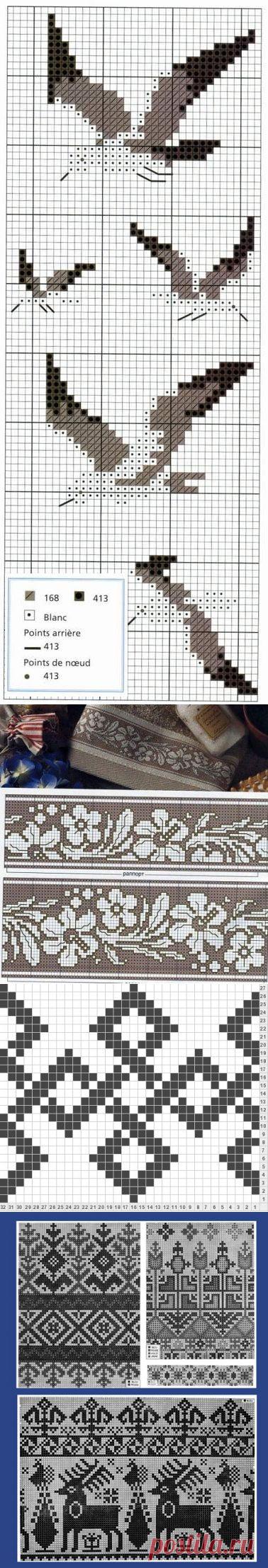 Много схем для вышивки и вязания.