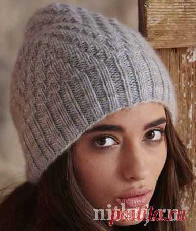 Женская шапка спицами » Ниткой - вязаные вещи для вашего дома, вязание крючком, вязание спицами, схемы вязания