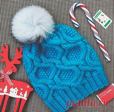 Шапочка с узором "ромб".