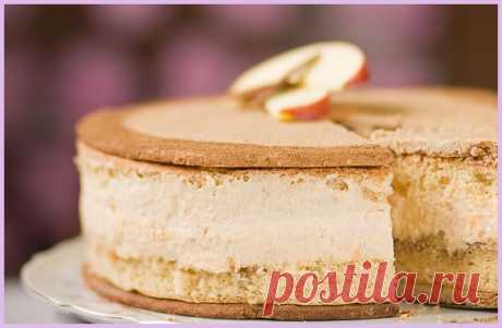 Яблочный торт с карамельным Баварским муссом с корицей