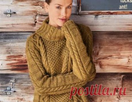 Удобный свитер с сочетанием узоров - схема вязания спицами. Вяжем Свитеры на Verena.ru Схема и описание вязания на спицах удобного свитера с сочетанием узоров из журнала «Сабрина» №12/2018