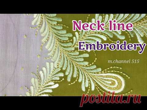(62) Neck line design Machine embroidery / Cut work - YouTube