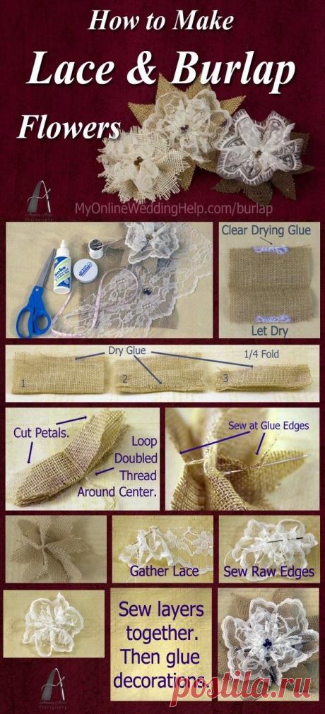 (387) How to Make Lace and Burlap Flowers | Мешковина, Цветы Из Мешковины и Пособия По Цветам