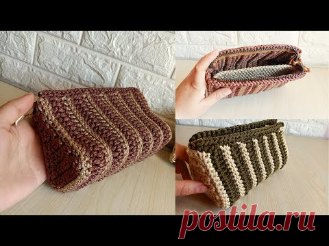 кошелек крючком с легким внутренним карманом для начинающих