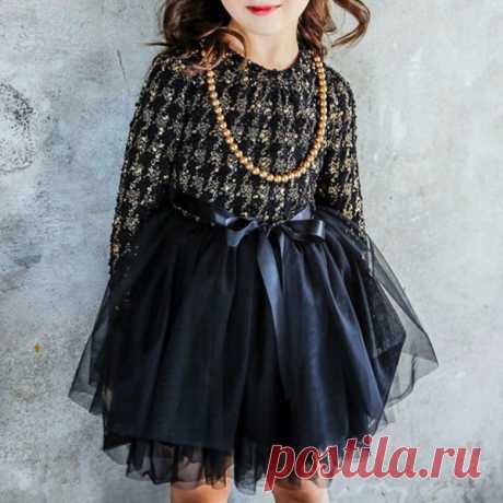 Girl's Elegant Princess TuTu Dress & Necklace Set in Navy Blue (2pc-set) - PatPat