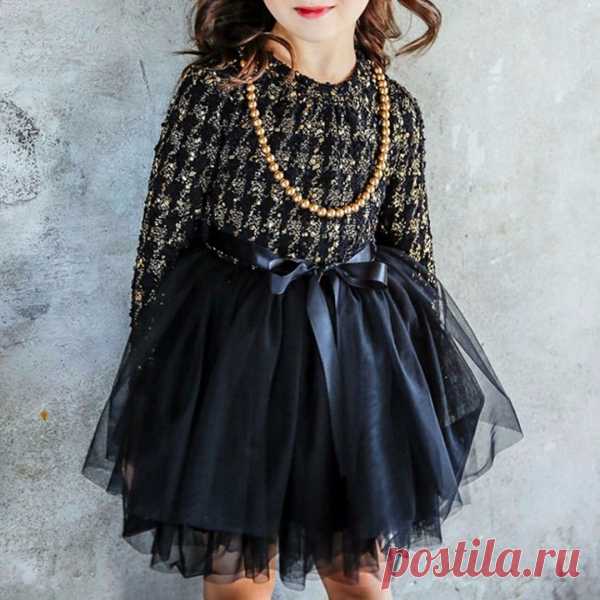 Girl's Elegant Princess TuTu Dress & Necklace Set in Navy Blue (2pc-set) - PatPat