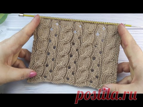Lace Cable Knit Stitch | Ajour-Zopfmuster stricken | Punto Trecce Traforate| Point Torsades Ajourées