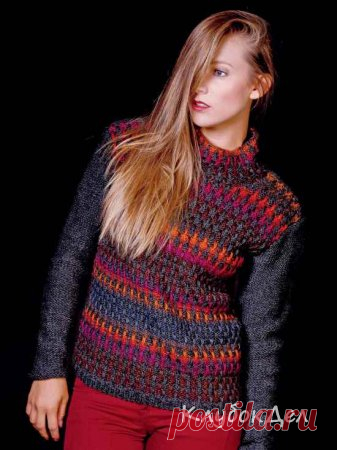 Пёстрый пуловер спицами. Вязание для женщин пуловеры, свитера