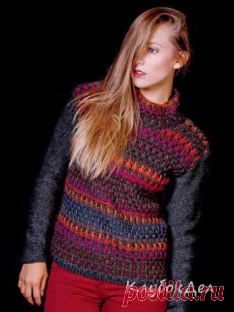 Пёстрый пуловер спицами. Вязание для женщин пуловеры, свитера