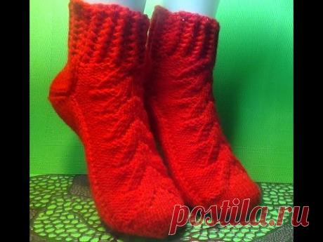 Вязание спицами женские носки на двух спицах
