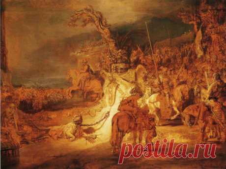 «Единение страны» - Рембрандт. 1641. Гризайль «Единение страны» Рембрандт написал в 1641. Под таким названием картина была внесена в инвентарь имущества в Роттердамском музее Бойманса и ван Бенимгена. Картина была продана в 1656 году, чтобы удовлетворить кредиторов музея.