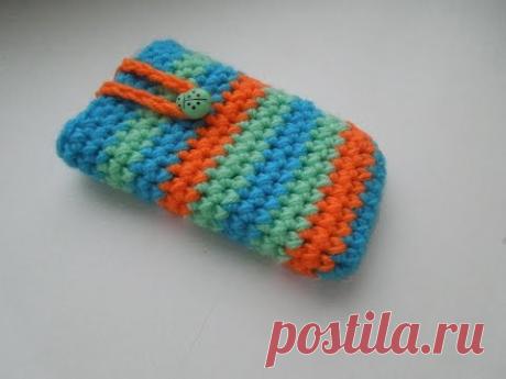 Как связать чехол для телефона крючком. How to crochet phone case. - YouTube