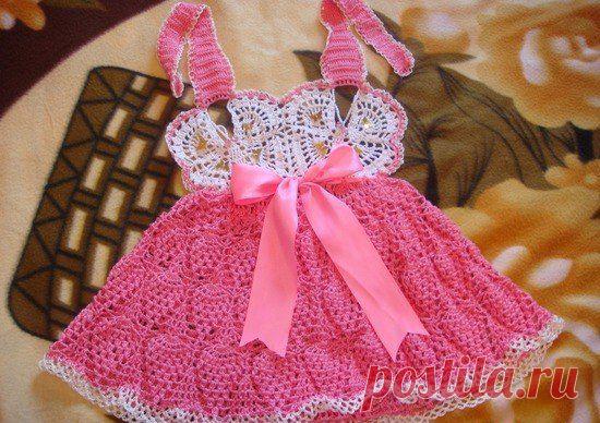 Вязание детского платья с бабочкой - ПЛАТЬЯ ДЕТСКИЕ <!--if(МОДЕЛИ ДЛЯ ДЕТЕЙ)-->- МОДЕЛИ ДЛЯ ДЕТЕЙ<!--endif--> - Схемы вязания  - Вязание крючком и спицами