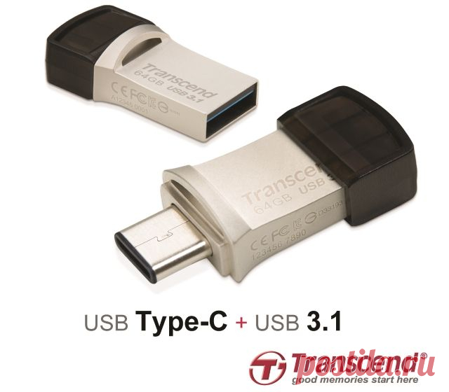 GECID.com: Флэш-накопитель Transcend JetFlash 890S с интерфейсами USB 3.1 Type-C и USB 3.1 Type-A