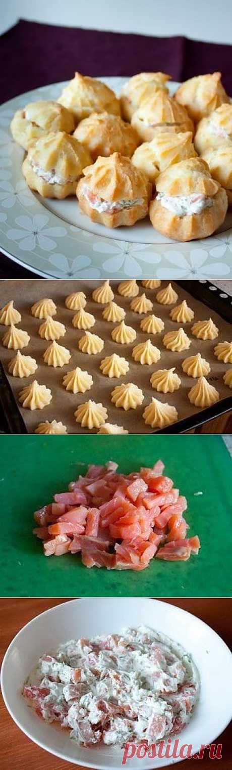 Профитроли со сливочным сыром и лососем - Простые рецепты Овкусе.ру