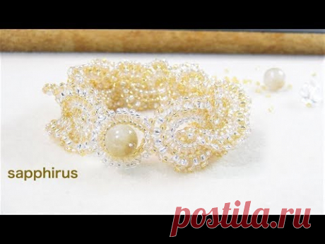 【ハンドメイド】How to make an elegant beaded bracelet (Eng Sub) シードビーズで編むブレスレットの作り方　ビーズステッチ