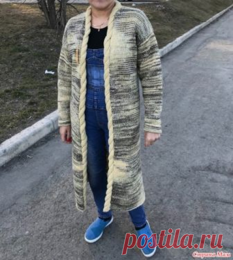. Мой первый опыт- кардиган Здравствуйте, выставляю на ваш суд, мое первое изделие. У меня почему то в голову идёт название, «я его слепила, из того что было»или «во поле берёзка стояла»))).