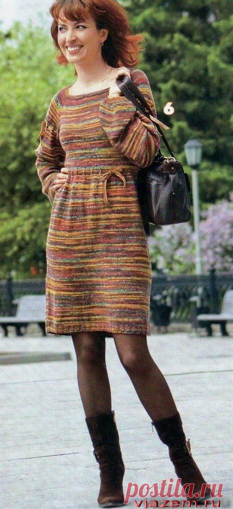 Меланжевое платье с рукавом реглан | vjazem.ru