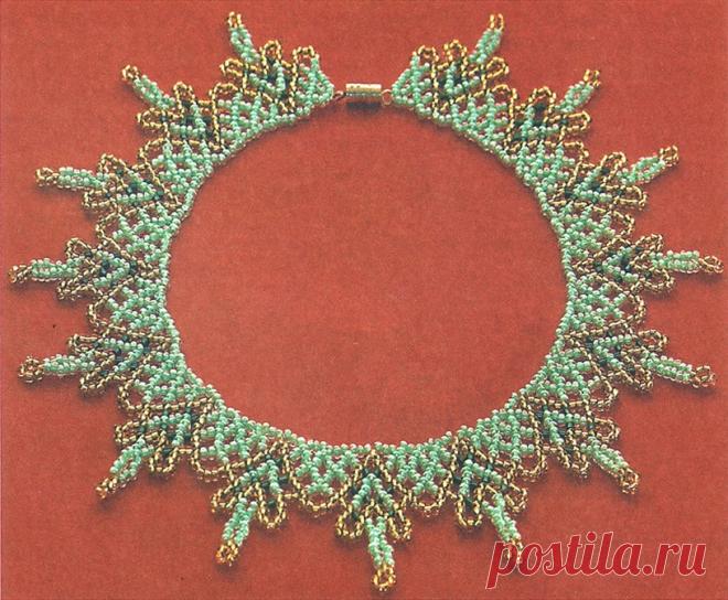 Изготовление ажурного полотна одной иглой Колье, бусы, ожерелья из бисера – Бисерок Учимся плести украшения в разных ажурных техниках на одной игле и все это из бисера. Описание работы и схемы.