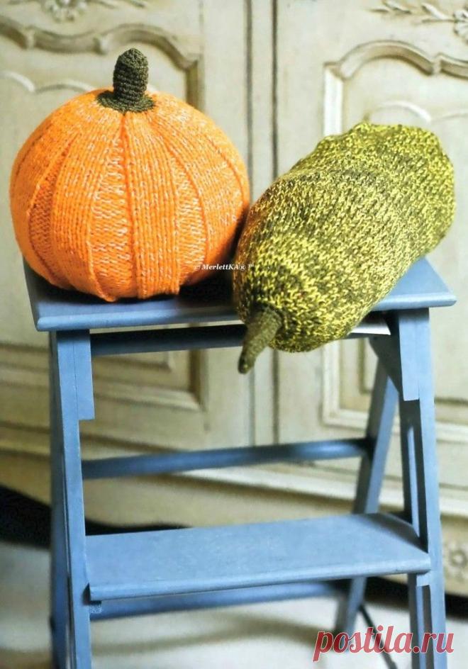 Вязание спицами - подушки "Урожай" ...дачная радость