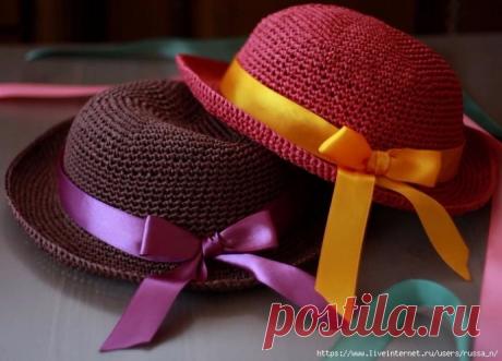 Шляпка из рафии. Крючком. / Вязаные идеи, идеи для вязания