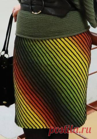 Юбка, связанная по диагонали
