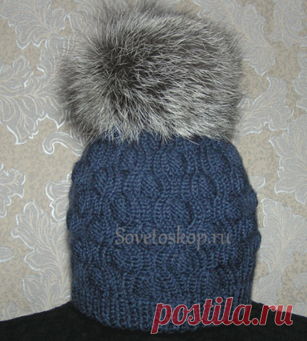 Шарф - снуд и шапка узором 