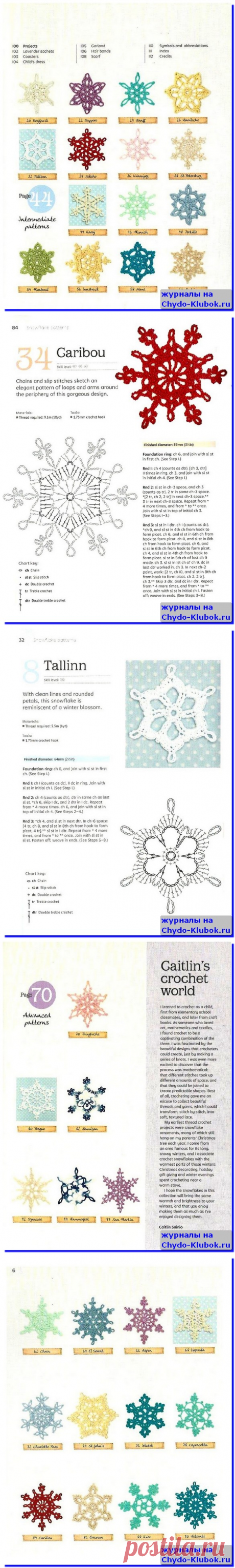 Снежинки вязаные крючком Crochet snowflakes step by step |➲ журналы на ЧУДО-КЛУБОК ✶