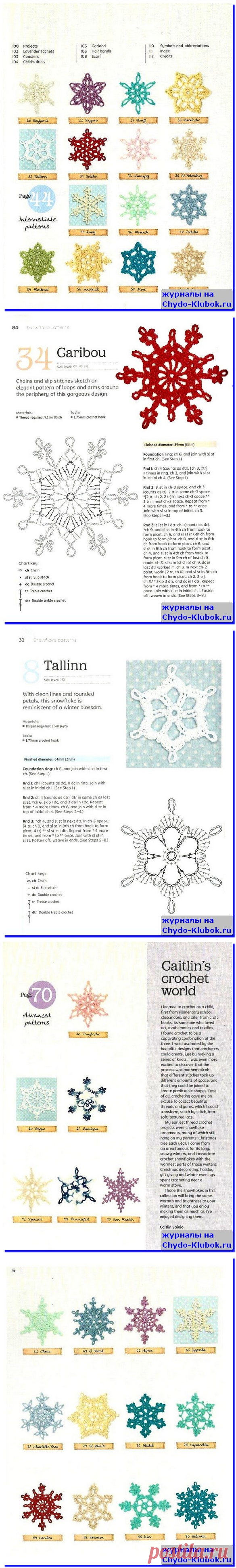 Снежинки вязаные крючком Crochet snowflakes step by step |➲ журналы на ЧУДО-КЛУБОК ✶