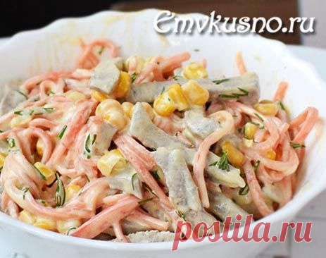 Салат с языком и корейской морковкой — Емвкусно