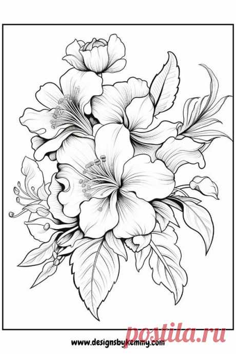 Flowers Coloring Pages | Coloring Pages For Adults | Designs By Kemmy