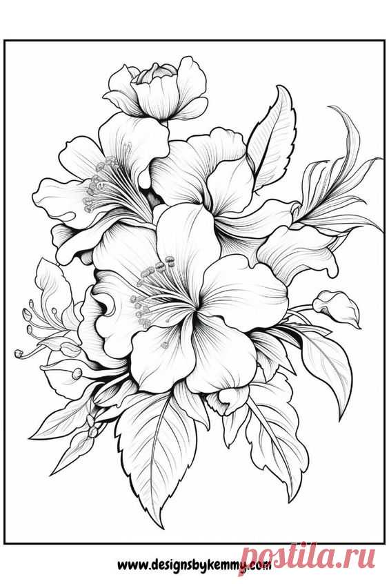 Flowers Coloring Pages | Coloring Pages For Adults | Designs By Kemmy