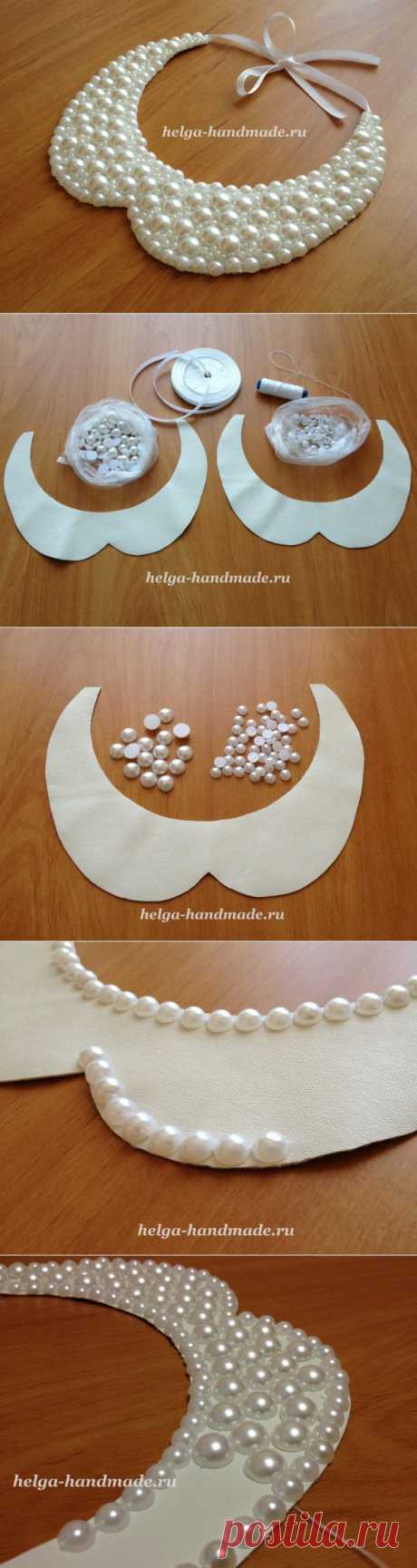 Воротник-колье из полубусин и бисера своими руками, мастер-класс | helga-handmade.ru