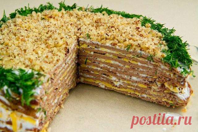 Печеночный торт с грецкими орехами — Мой садочек