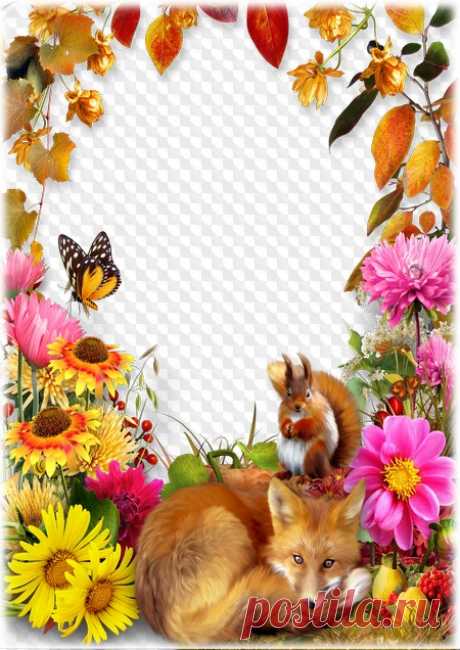 Golden Autumn, photo frame. Transparent PNG Frame, PSD Layered Photo frame template, Download.