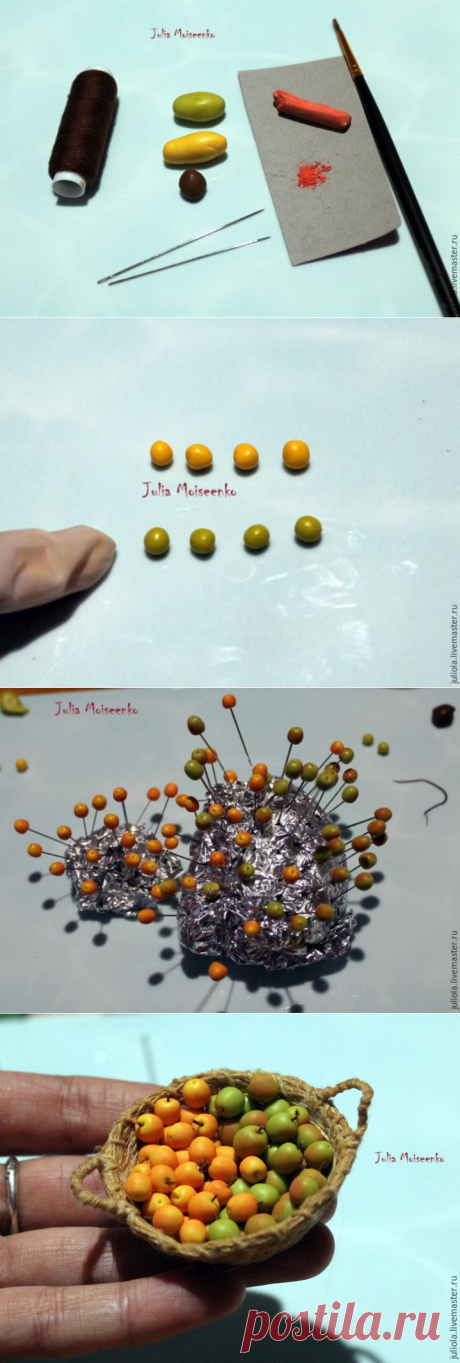 Как слепить миниатюрные яблочки из полимерной глины - Ярмарка Мастеров - ручная работа, handmade