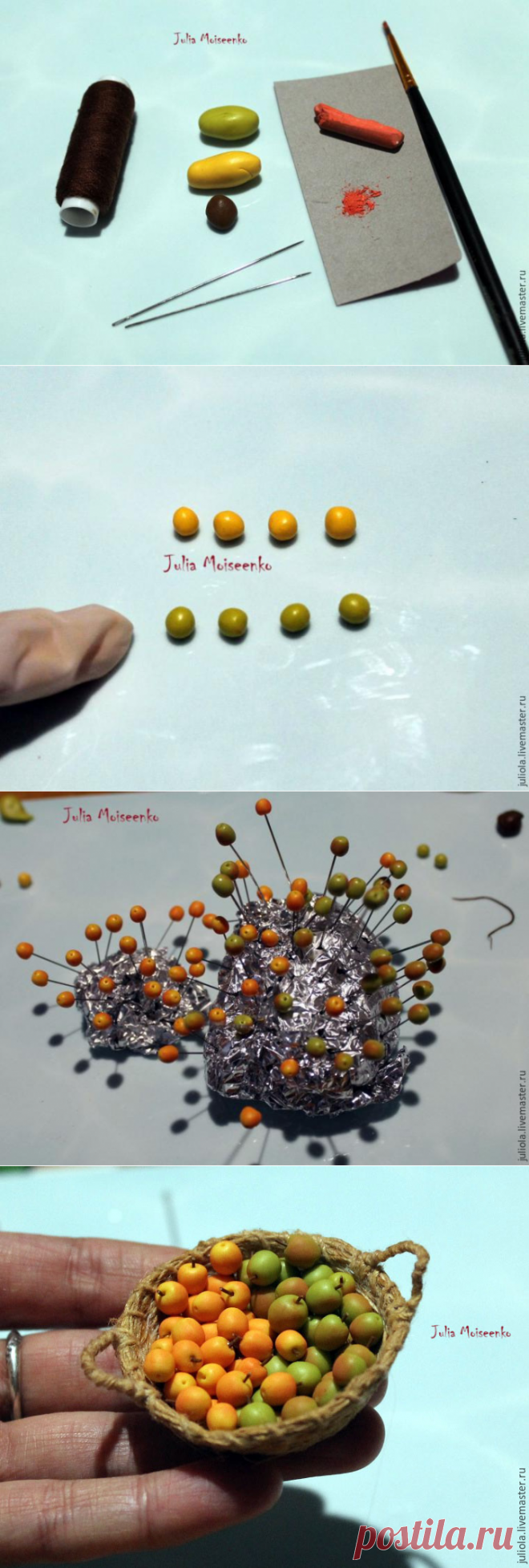 Как слепить миниатюрные яблочки из полимерной глины - Ярмарка Мастеров - ручная работа, handmade