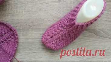 КЛАССНЫЕ тапочки следки на двух спицах без швов