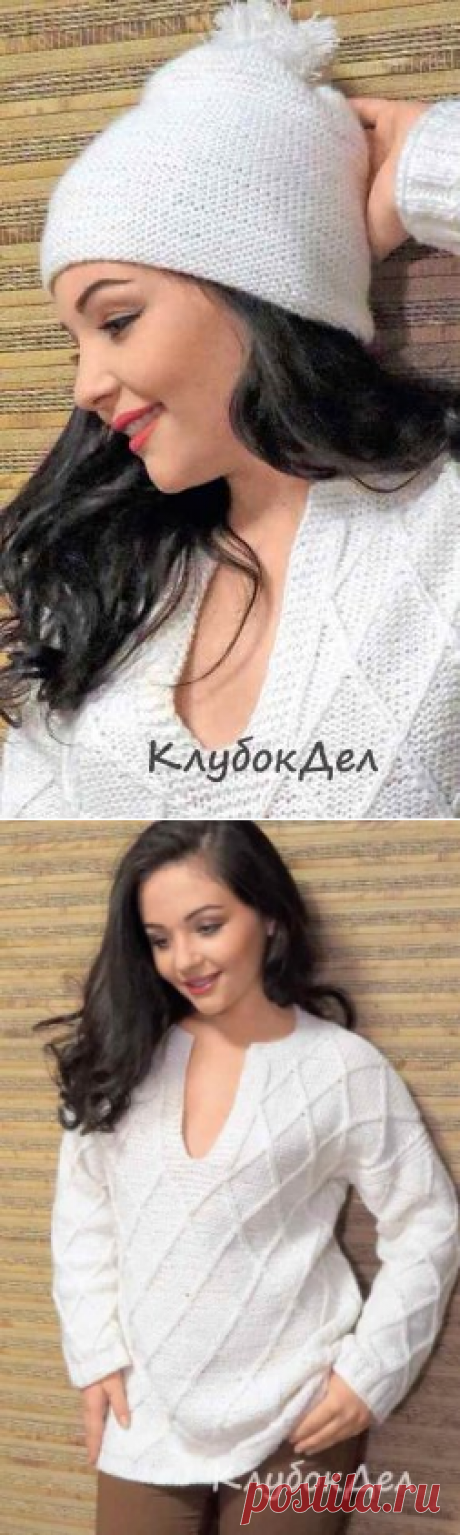 Шапка и пуловер спицами для женщин. Вязание пуловеров на спицах