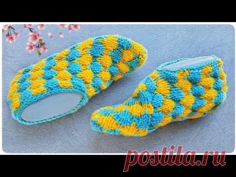 👌УЮТНЫЕ ДОМАШНИЕ СЛЕДКИ НА ДВУХ СПИЦАХ  Подробный мастер класс