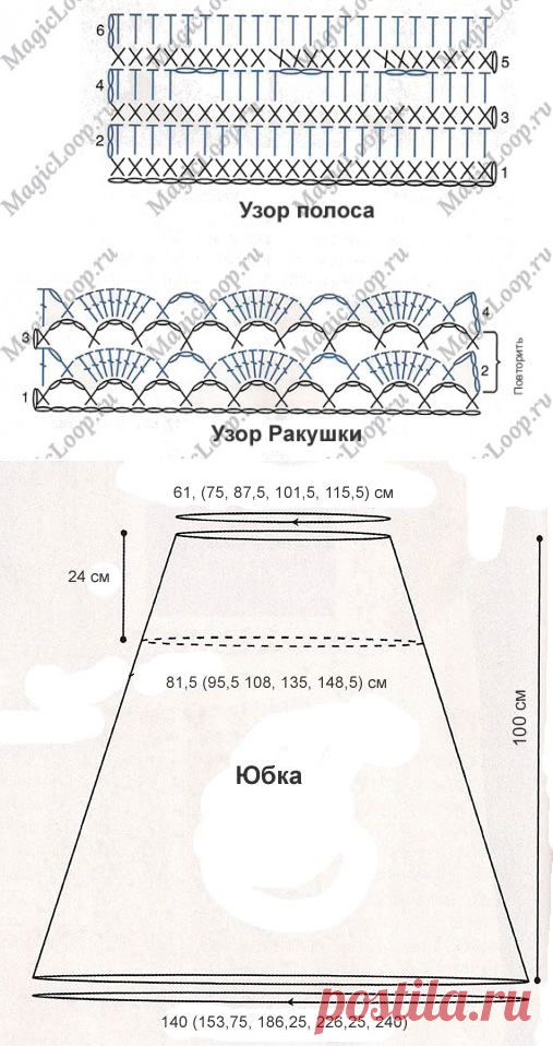 Летняя юбка крючком