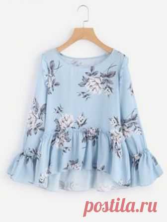 Shop Flower Print Trumpet Sleeve Frilled Smock Top online. SheIn offers Flower Print Trumpet Sleeve Frilled Smock Top & more to fit your fashionable needs.
