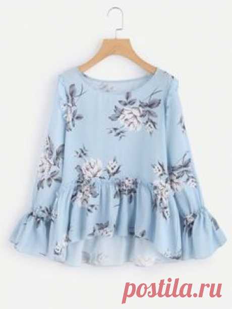 Shop Flower Print Trumpet Sleeve Frilled Smock Top online. SheIn offers Flower Print Trumpet Sleeve Frilled Smock Top & more to fit your fashionable needs.