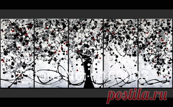 painting evergreen trees Picture - More Detailed Picture about 5 panel Abstract canvas wall art black white decorative handpainted picture tree painting set on canvas living room Picture in Painting & Calligraphy from Mu Ya Art Gallery | Aliexpress.com | Alibaba Group