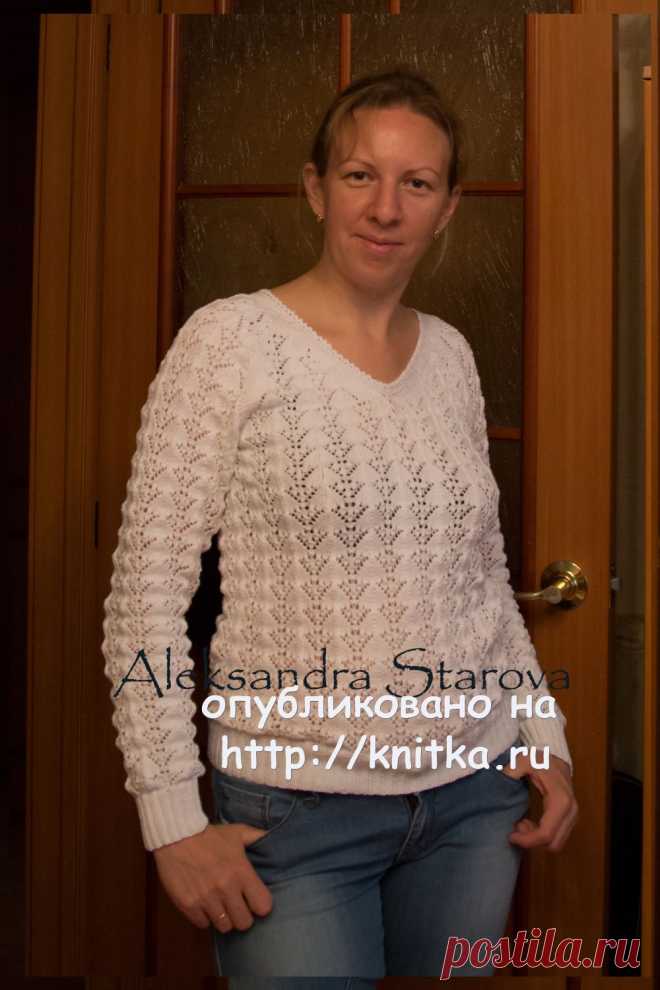 Ажурный пуловер спциами – работа Александры Старовой из рубрики Вязание для женщин. Вязание спицами модели и схемы на kNITKA.ru