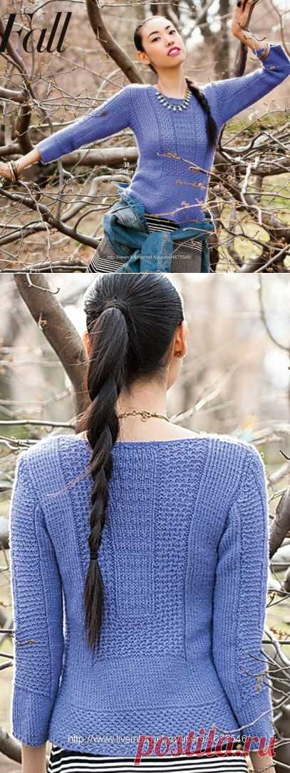 Вязание пуловера Crew Neck, дизайн 30, Vogue ранняя осень