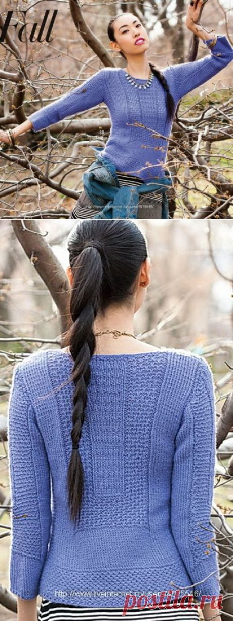 Вязание пуловера Crew Neck, дизайн 30, Vogue ранняя осень