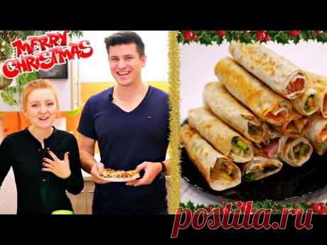 Новогодняя ЗАКУСКА ИЗ ЛАВАША с курицей и с ветчиной - ну, оОчень вкусная!