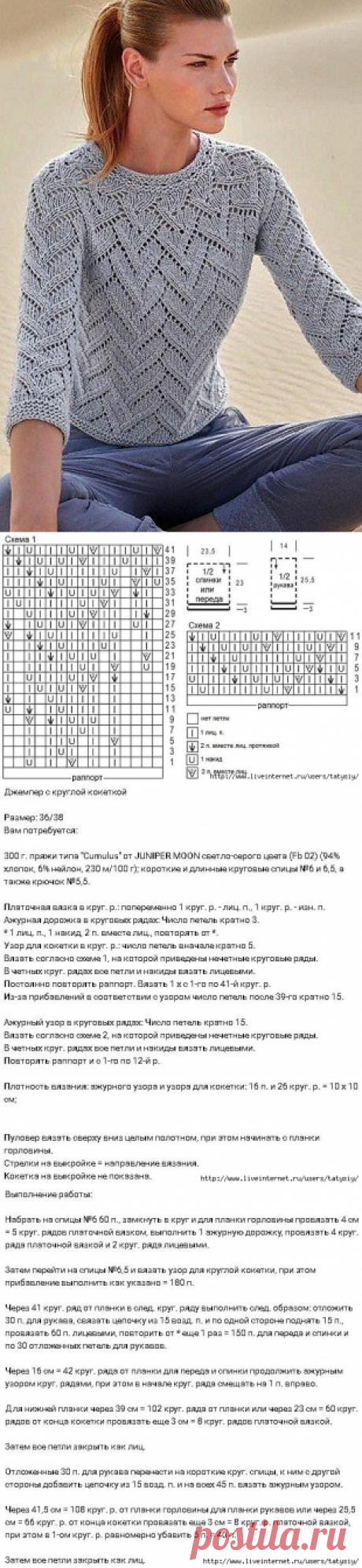 Модный джемпер, который можно связать очень быстро, спицами.
