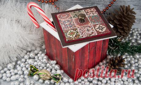 Декупаж новогоднего короба для сладостей